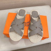 HM Men's Kazimir Sandal Grey Espadrilles Cowhide 700891