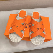 HM Men's Kazimir Sandal Orange Espadrilles Cowhide 700890