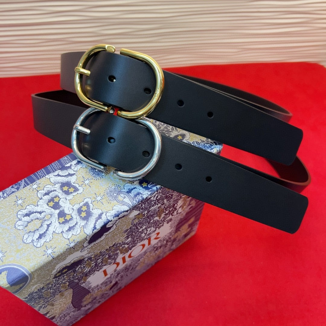 Dior 2026 Oval Buckle Belt 35mm Leather