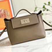 HM 24/24 Mini Bag 21cm Etoupe Evercolor Leather Silver Hardware
