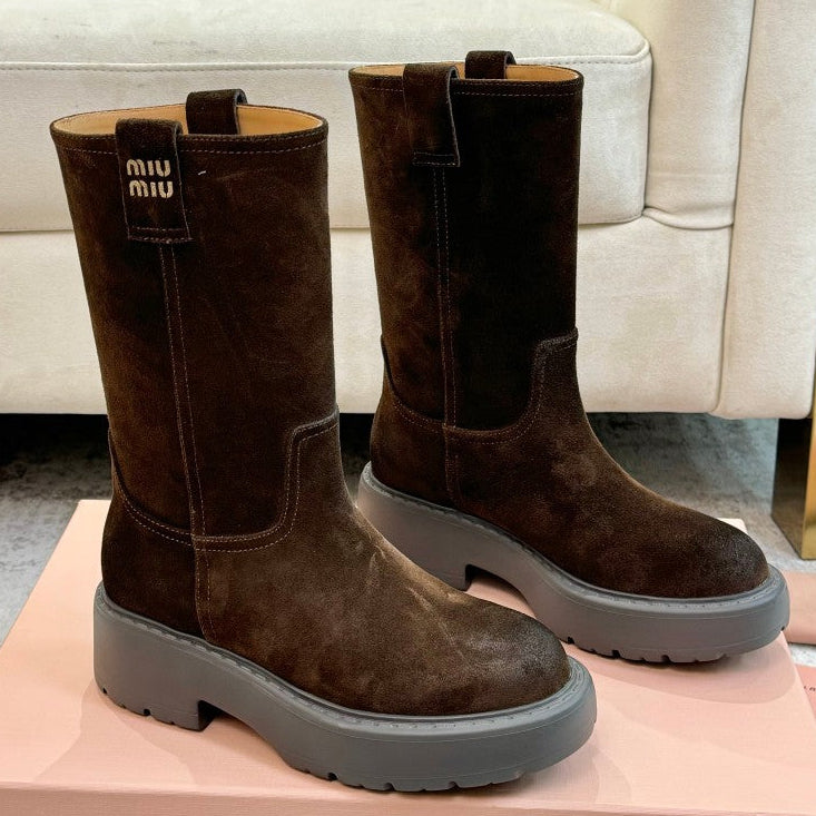 Miu Miu 2026 Mid-Calf Boots Suede 992407