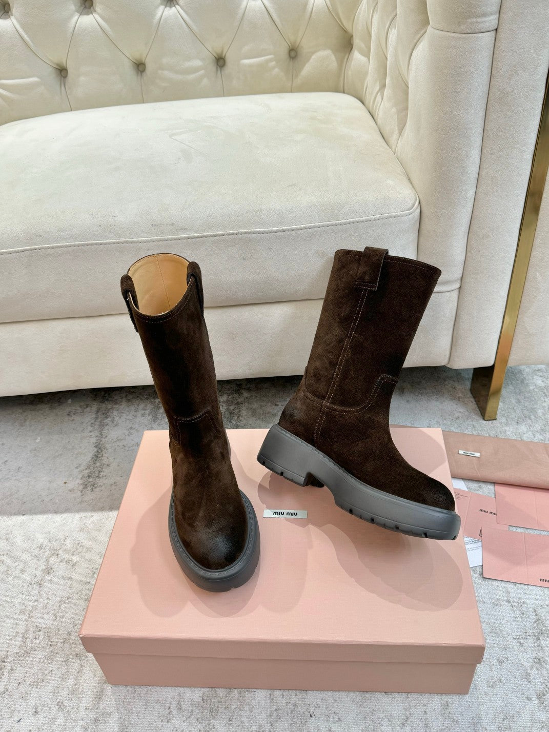 Miu Miu 2026 Mid-Calf Boots Suede 992407