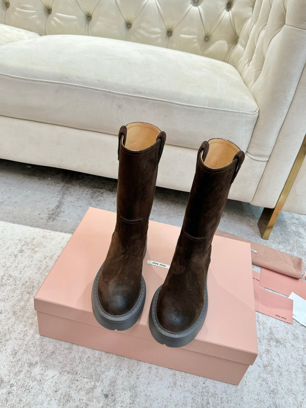 Miu Miu 2026 Mid-Calf Boots Suede 992407