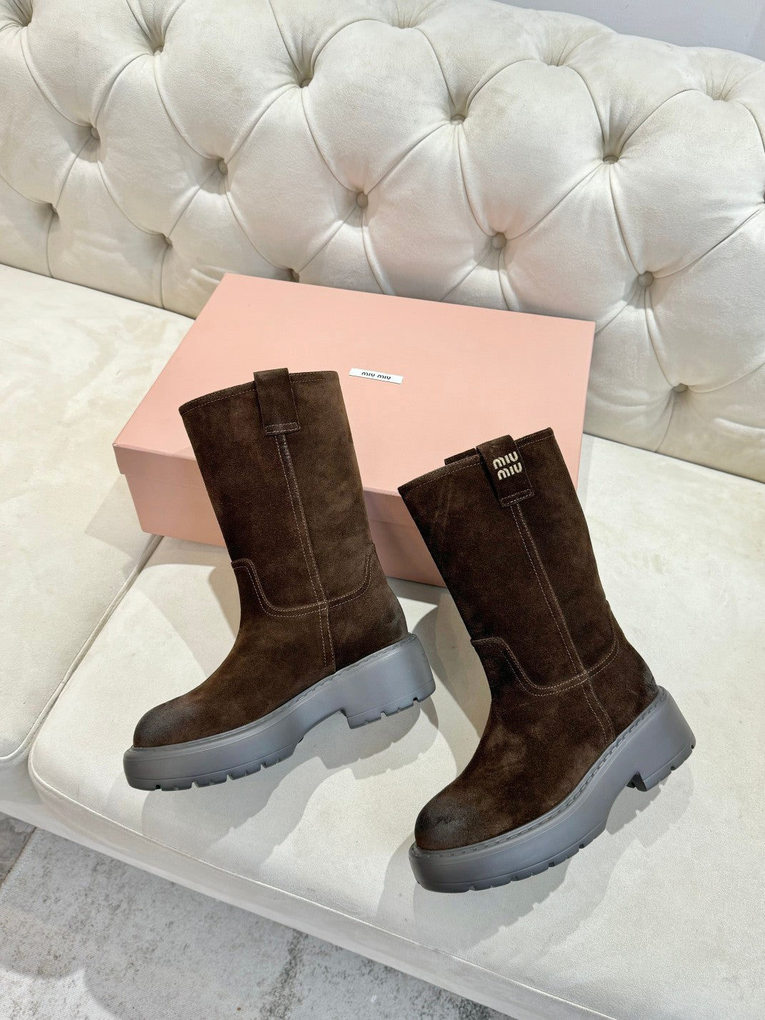 Miu Miu 2026 Mid-Calf Boots Suede 992407
