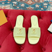 lv capri flat mule pastel yellow calfskin