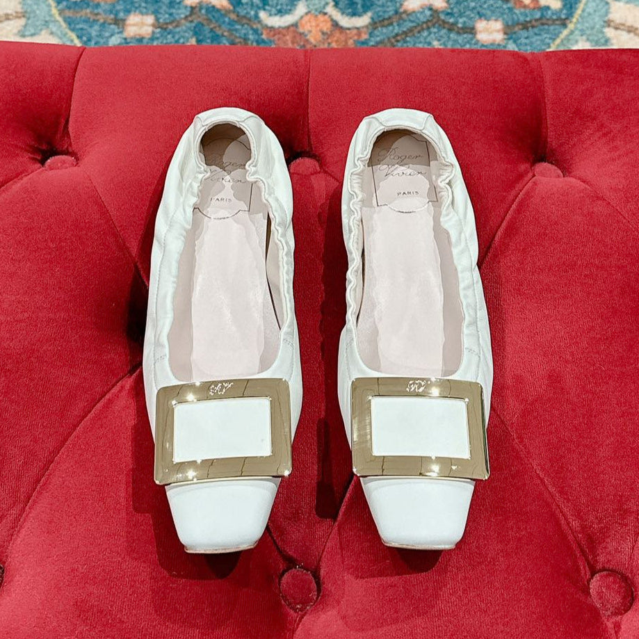 Viv Ballet Flats White Imported Lambskin 247130