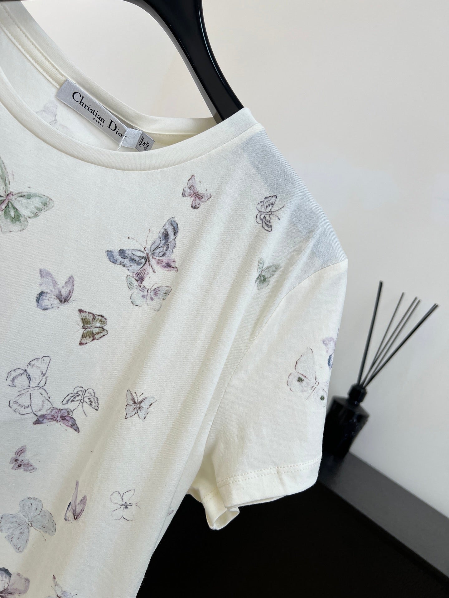 Chanel 2026 Butterfly Print Mercerized T-shirt White mix Multicolors Cotton