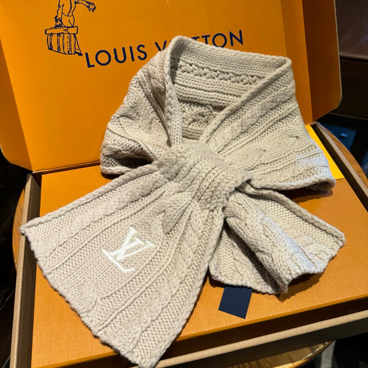LV Freeze  Scarf 135cm Light Beige Wool 969351