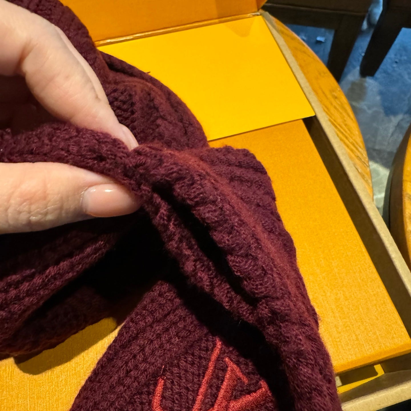 LV Freeze  Scarf 135cm Burgundy Wool 969353