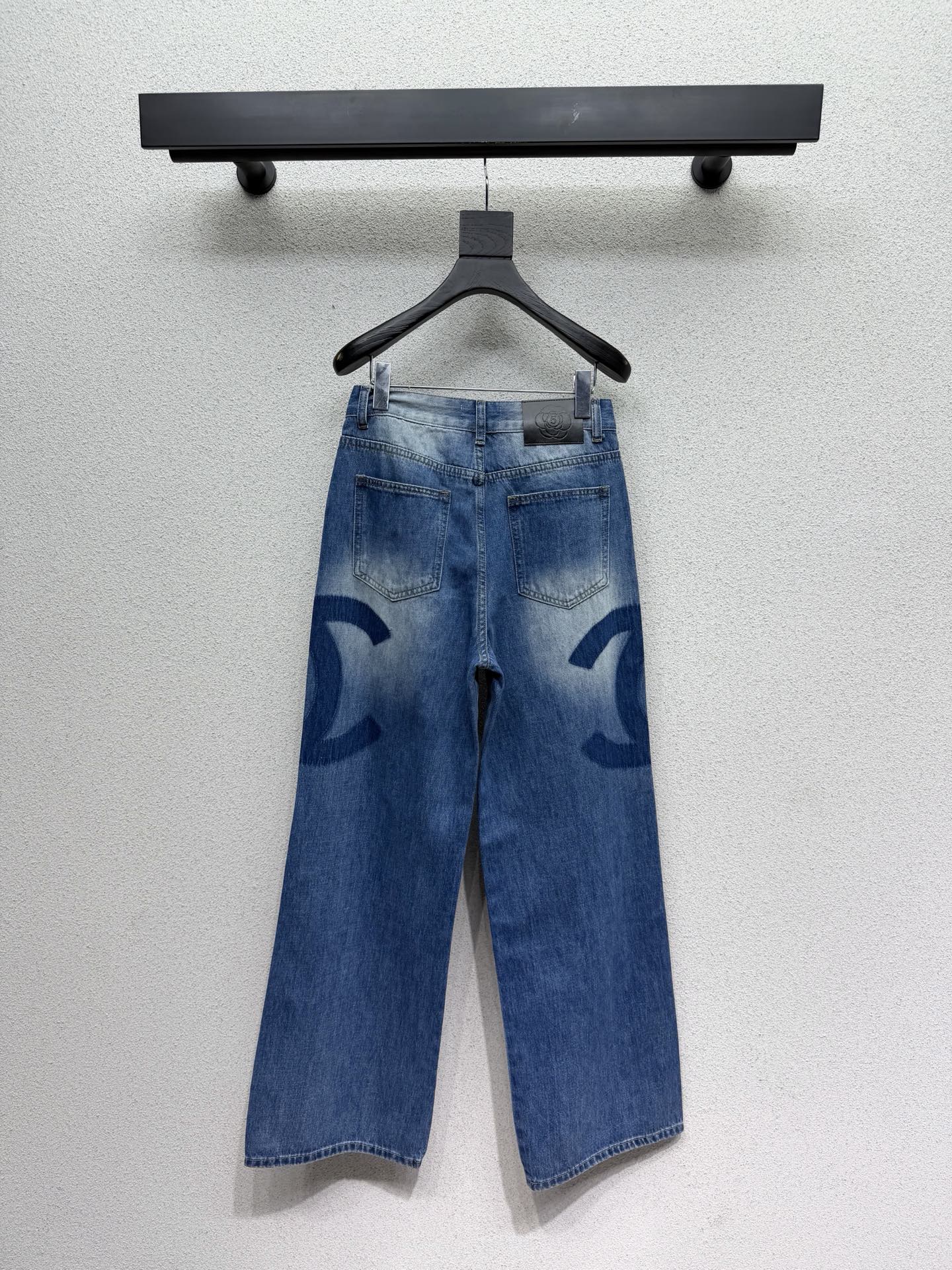 Chanel 2026 Shadow Double C Logo Straight Leg Jeans Blue Cotton 295947
