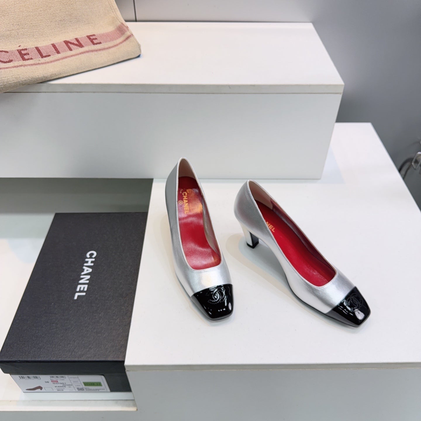 Chanel 2026 Classic Cap-Toe Pumps 65mm Patent Leather 942800