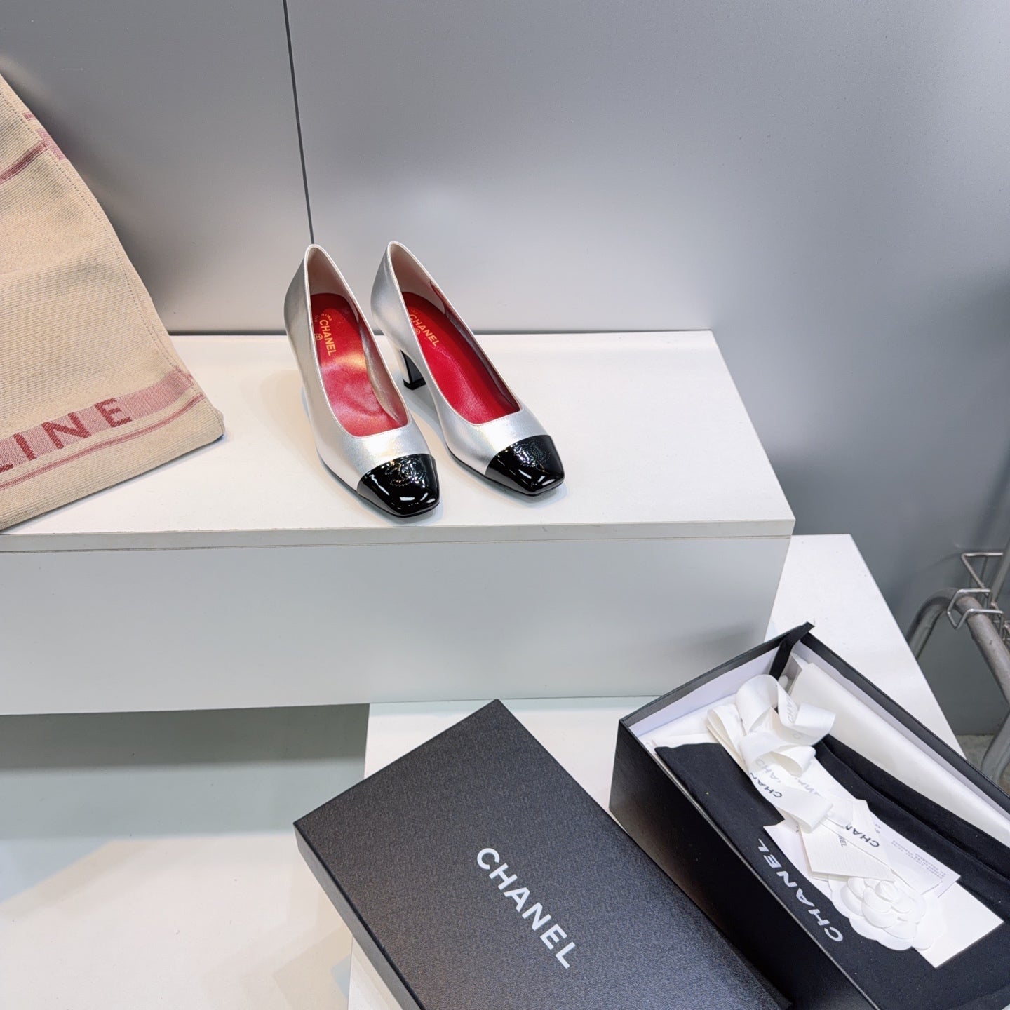 Chanel 2026 Classic Cap-Toe Pumps 65mm Patent Leather 942800