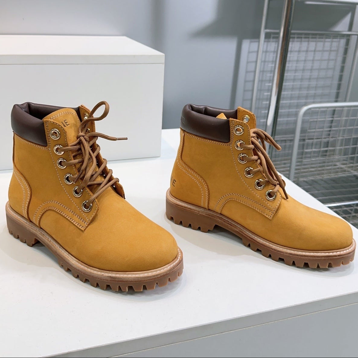 Celine 2026 Martin Lace-Up Boots Nubuck Leather 107294