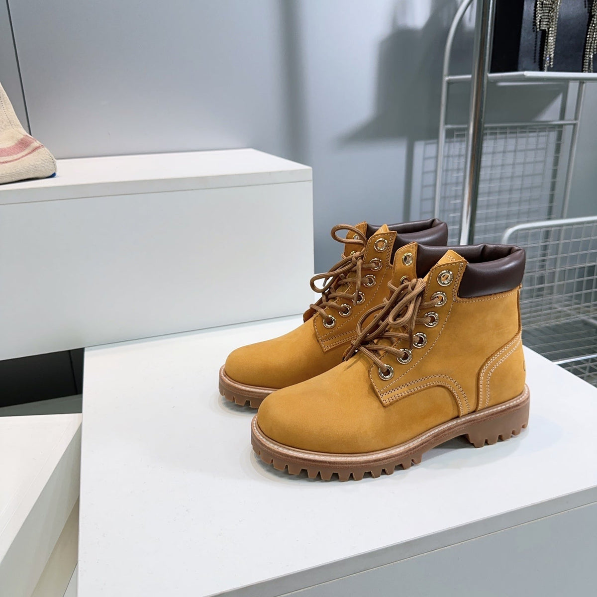 Celine 2026 Martin Lace-Up Boots Nubuck Leather 107294