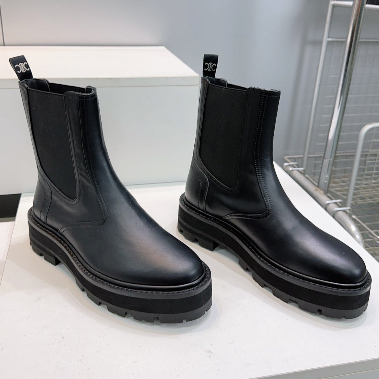 Celine 2026 Chunky Chelsea Boots Black Calfskin 107301