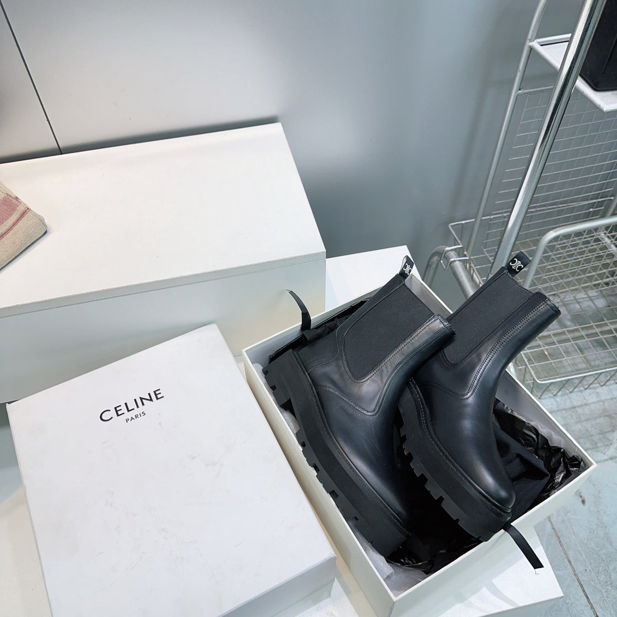 Celine 2026 Chunky Chelsea Boots Black Calfskin 107301