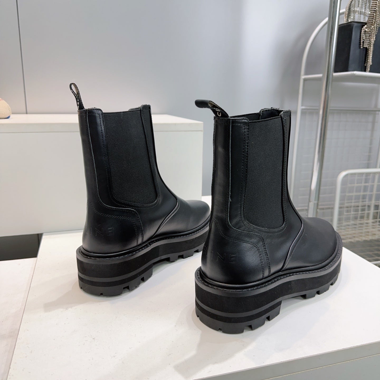 Celine 2026 Chunky Chelsea Boots Black Calfskin 107301