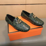 GG Men's Loafer Green Mix Black Embossed Cowhide 748039