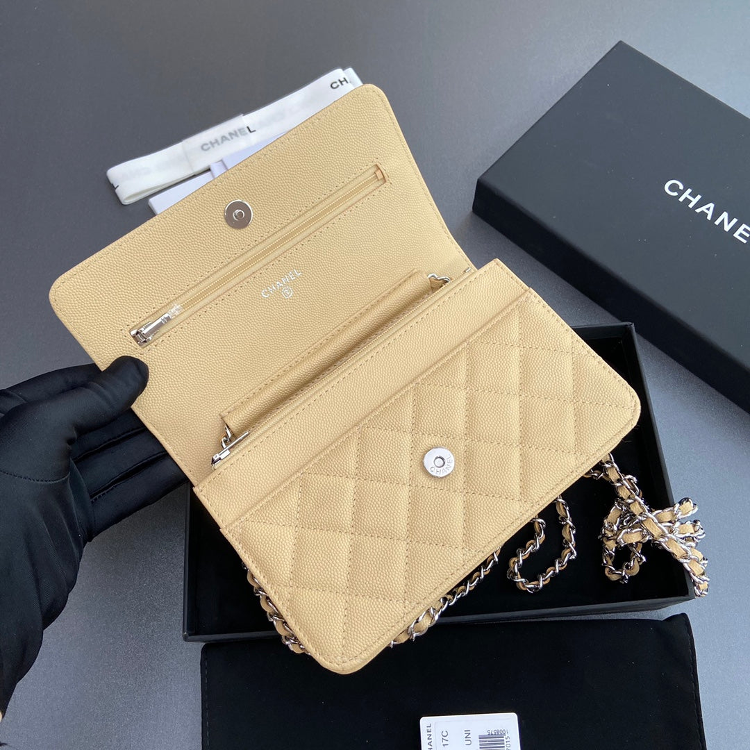 CC Woc 20cm Lime Grained Calfskin Silver Hardware