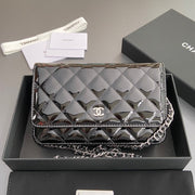 CC Woc 20cm Black Patent Calfskin Silver Hardware
