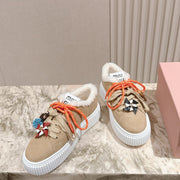 MIU MIU platform sneakers light beige suede wool 461861