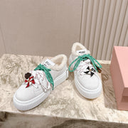 MIU MIU platform sneakers white suede wool 461862