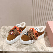 MIU MIU platform sneakers brown suede wool 461864