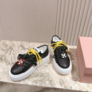 MIU MIU platform sneakers black leather 461865