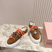 MIU MIU platform sneakers brown suede 461870