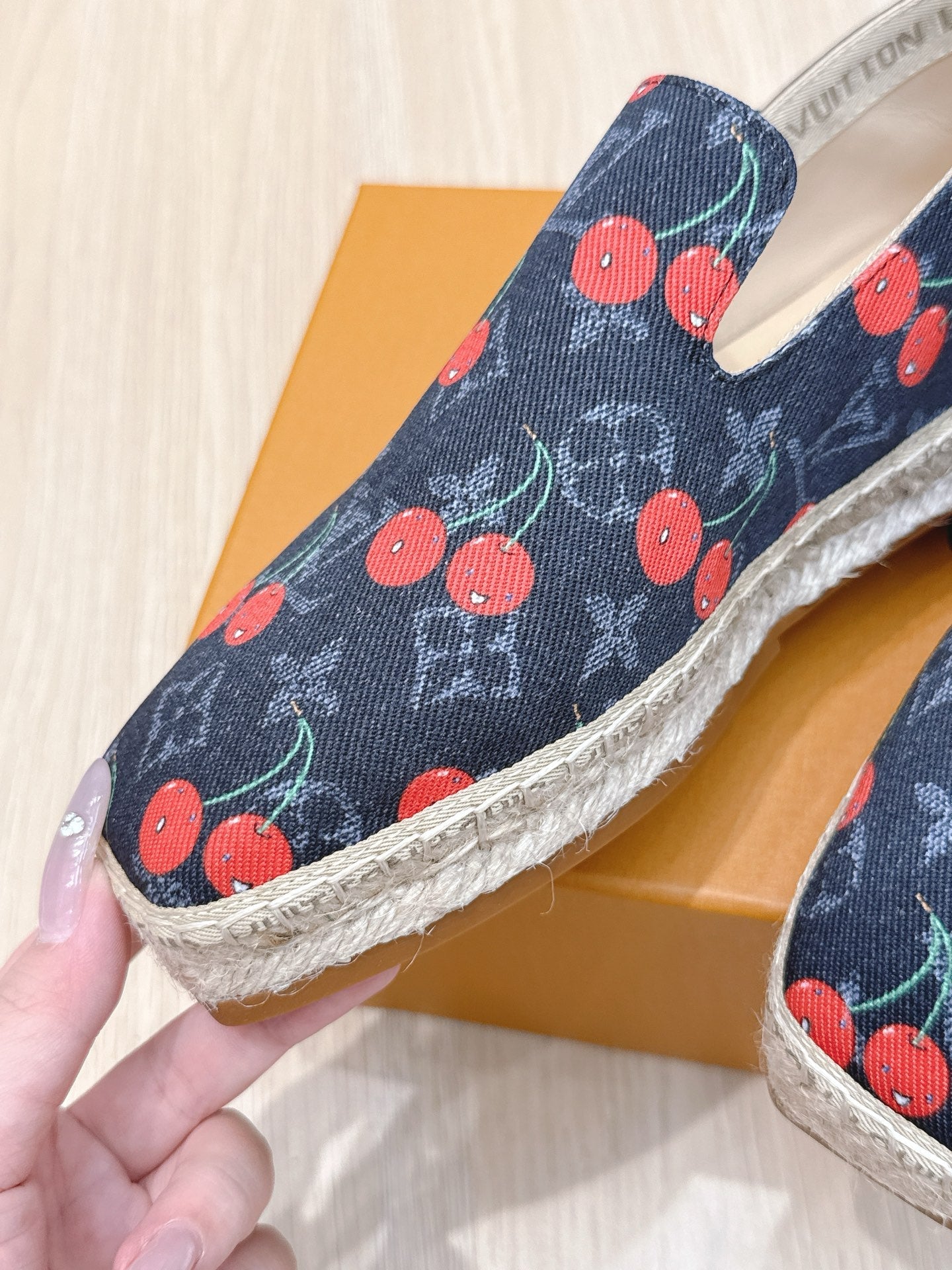 LV 26ss Loafers Dark Blue Red Monogram Denim 656961