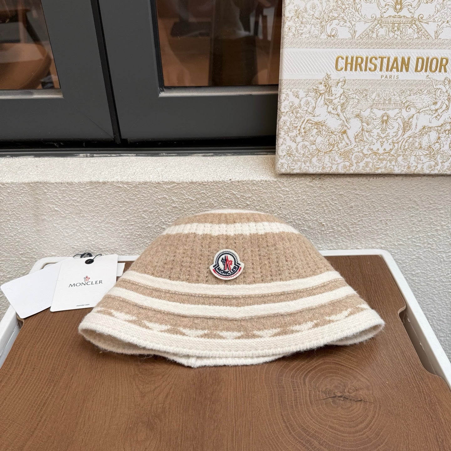 Moncler Striped Knit Bucket Hat 437004