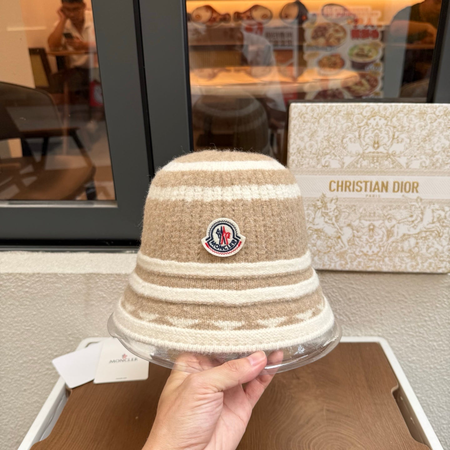 Moncler Striped Knit Bucket Hat 437004