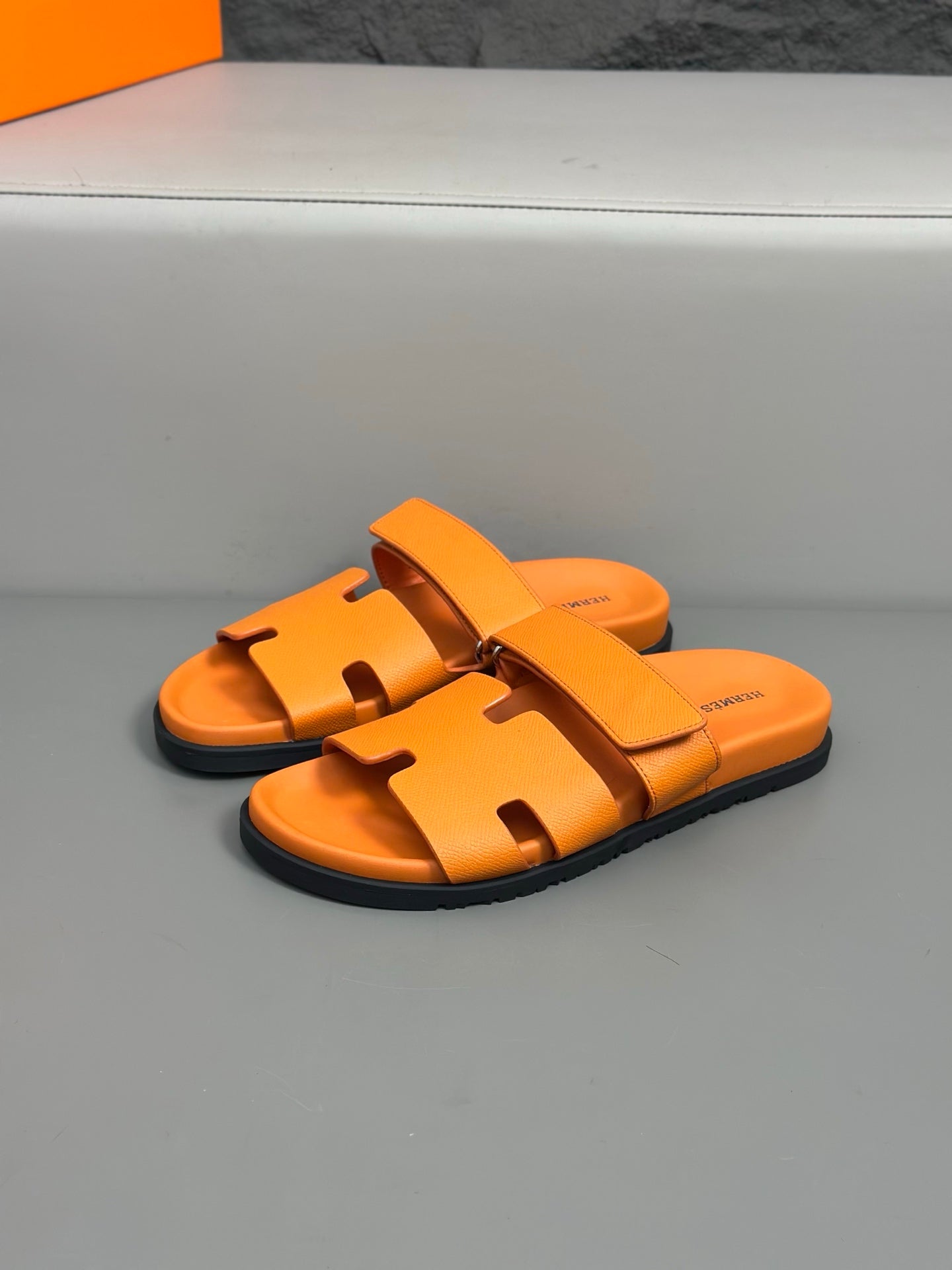 HM Men's Chypre Sandals Orange Cowhide 686987