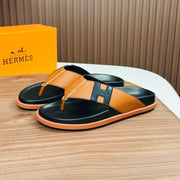 HM Men's Thong Sandals Orange Cowhide 684839