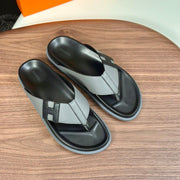 HM Men's Thong Sandals Grey Cowhide 684840