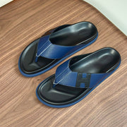 HM Men's Thong Sandals Blue Cowhide 684843
