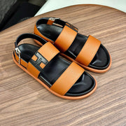 HM Men's Sandals Orange Cowhide 684857