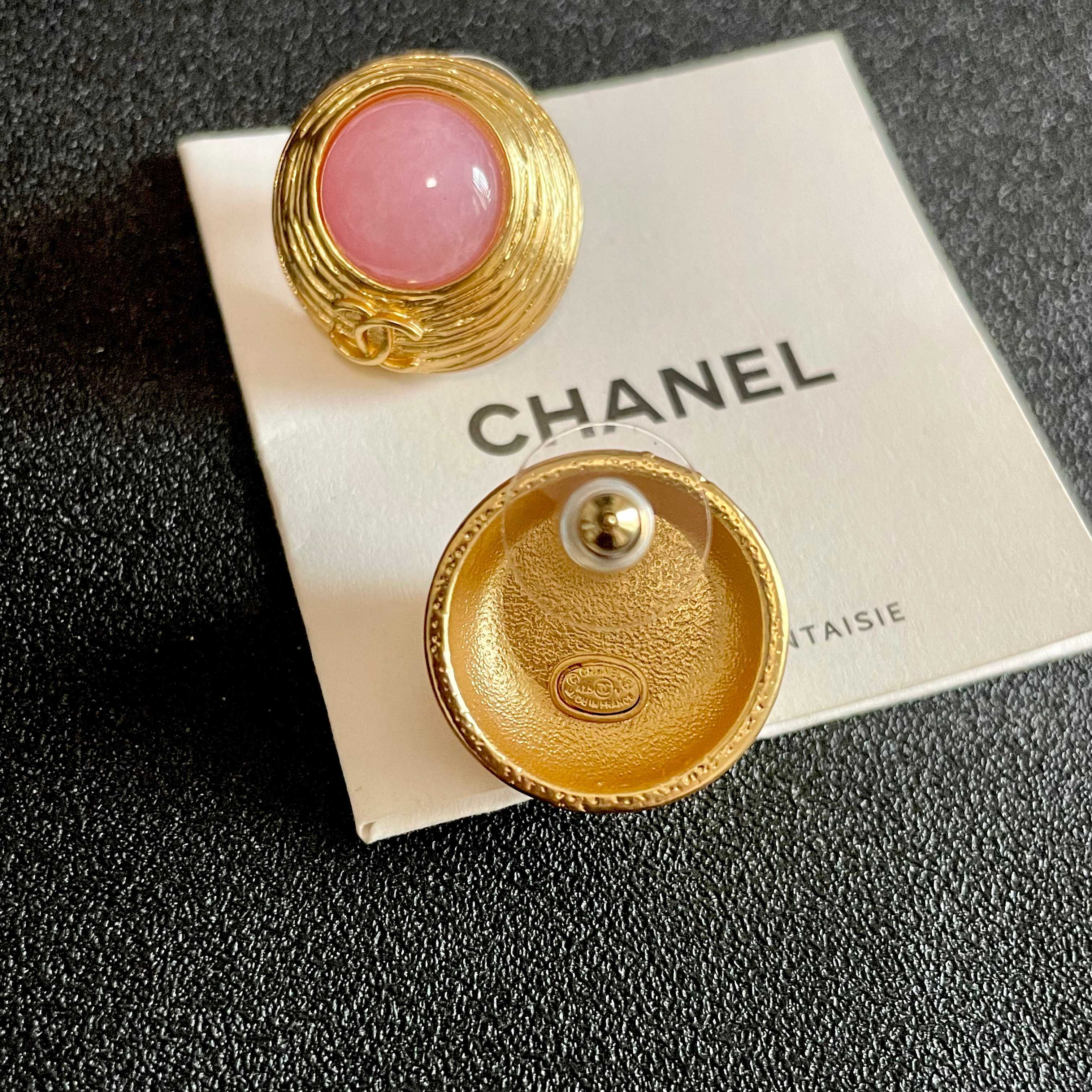 CC Vintage Gold Pink Earrings