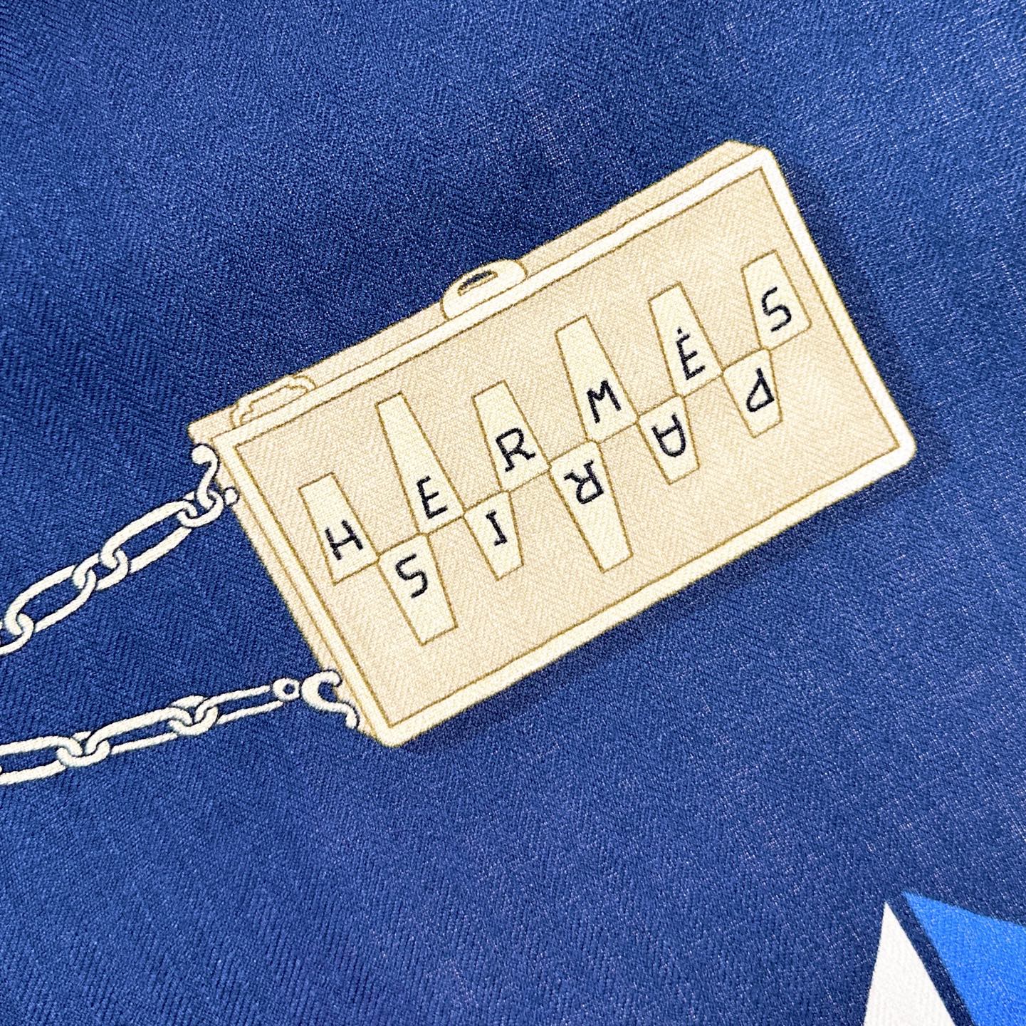 HM 25s Glove Time Scarf 135cm Blue Wool Mulberry Silk 971106