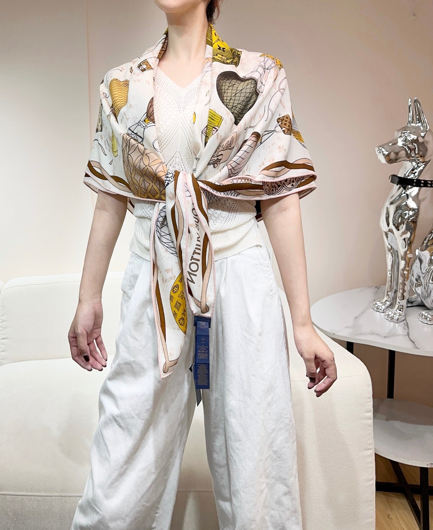 LV urkish Hot Air Balloon Scarf 140cm Yellow Colorful Cashmere 971101