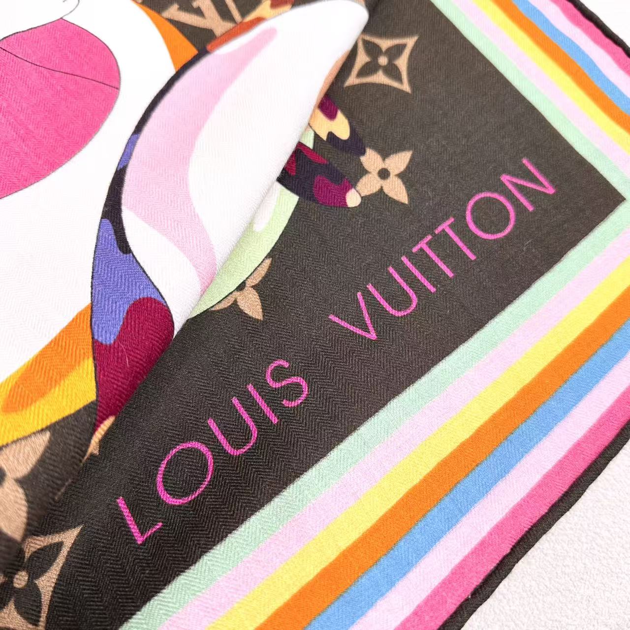 LV x TM SUPERFLAT 140cm Brown Multicolor Silk Wool 978741