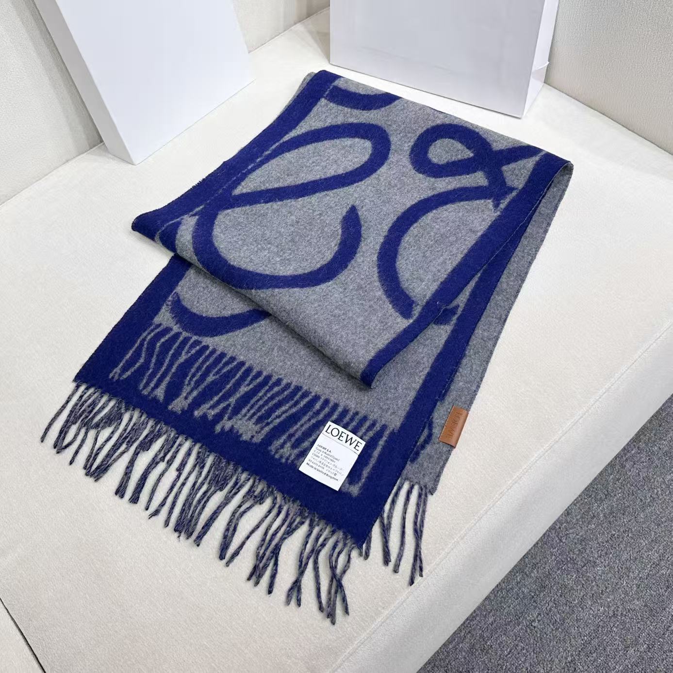 Loewe Scarf 180CM Blue Cashmere 962788