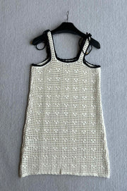 Celine 25 Hollow Camisole Dress White Cotton