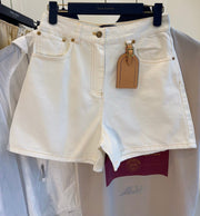 LV 25 Versatile  Slimming Denim Shorts White Cotton
