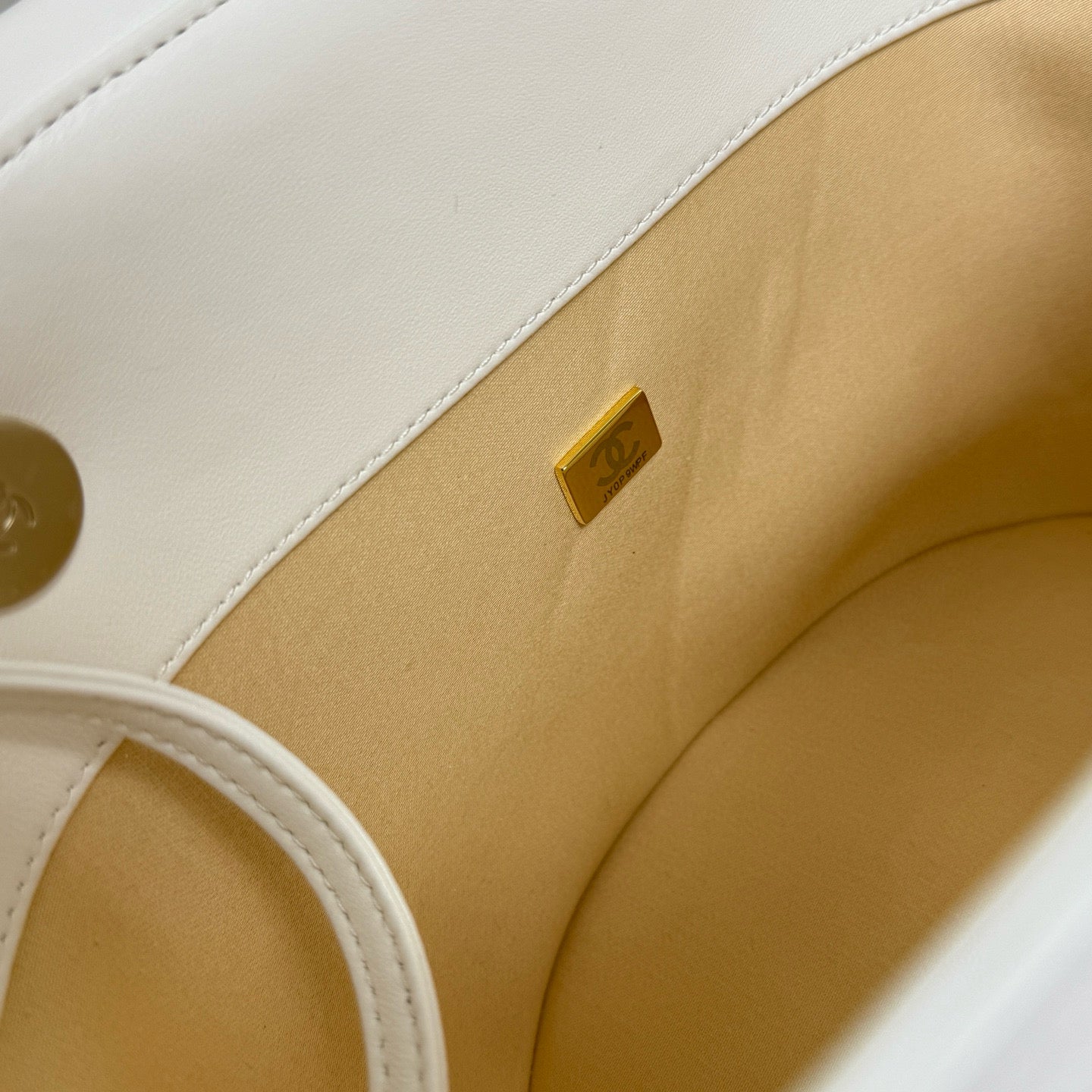 Chanel 2026 Shopping Bag 34cm Beige White Straw Lambskin