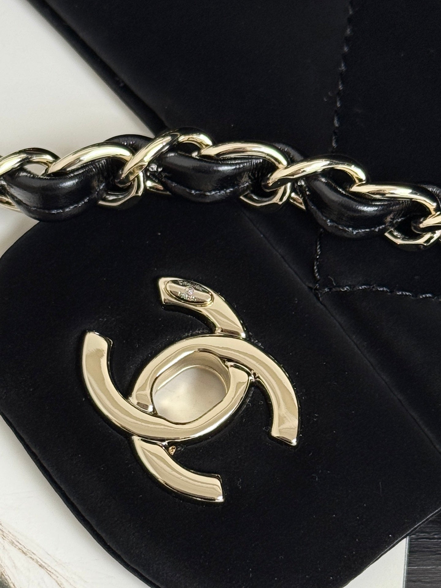 Chanel 26 Bowling Maxi Bag 32 Black Velvet Effect Nylon