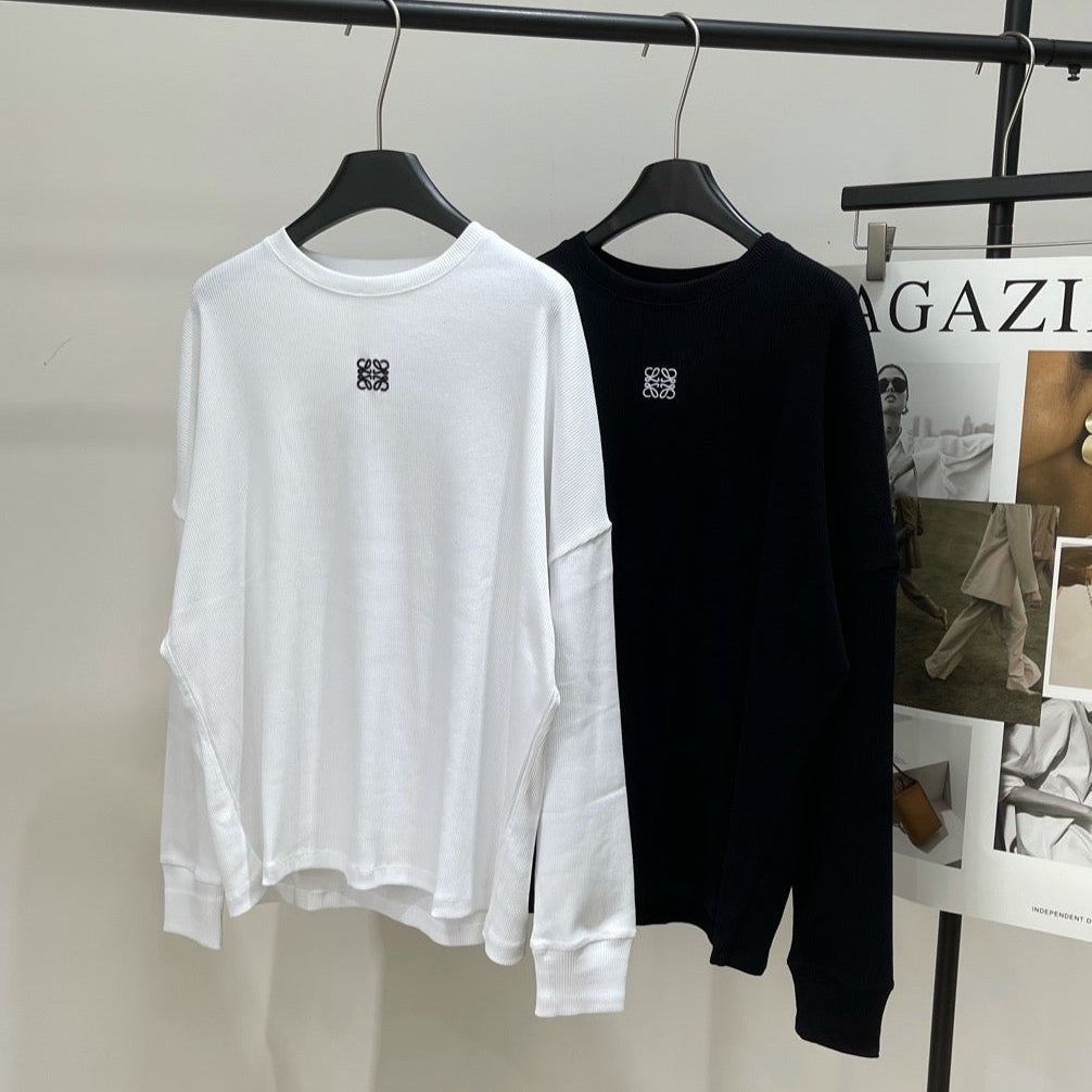 Loewe 2025 Long-Sleeve T-Shirt White and Black Cotton 296663