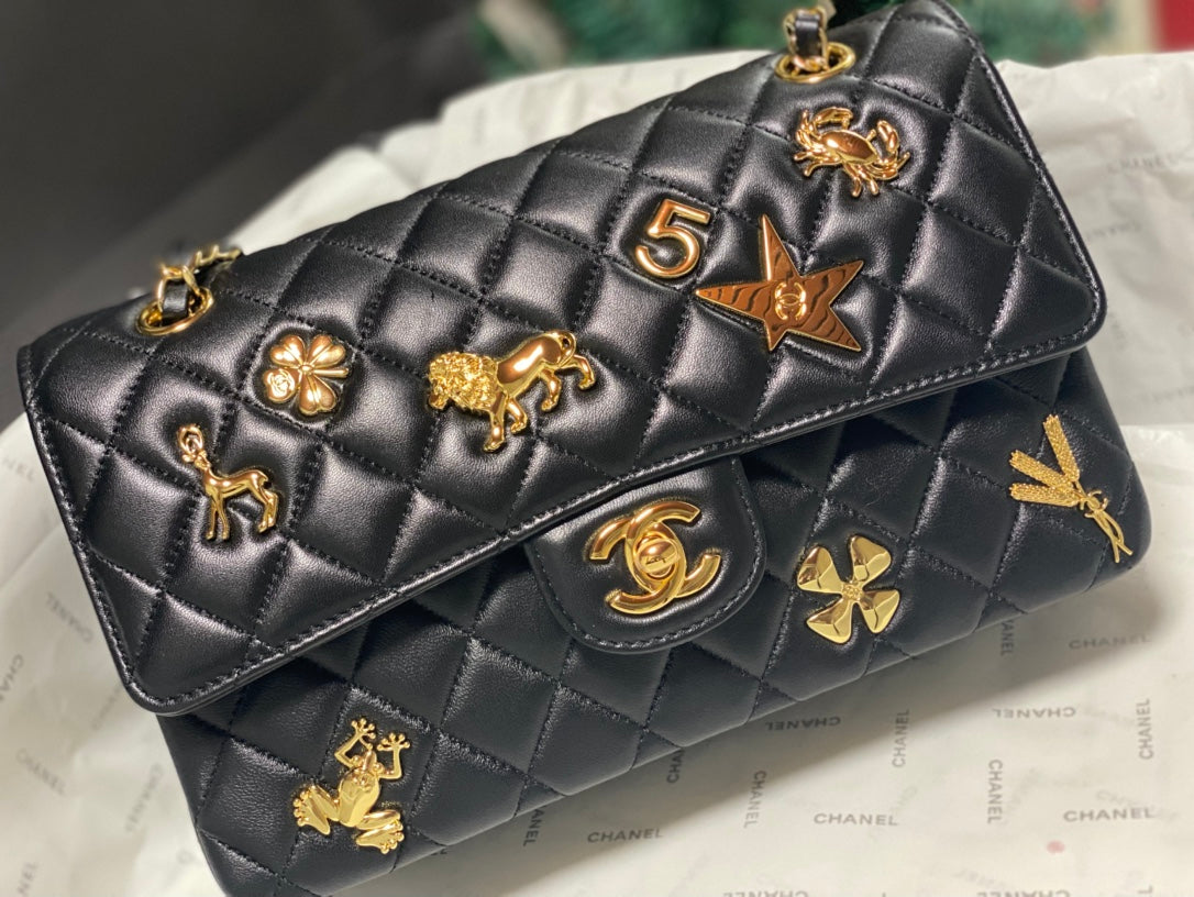 Chanel 2026 Animal Gold Charm Flap Bag Lambskin