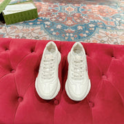 GG RHYTON LOGO TRAINER WHITE CALFSKIN WITH TIGER MOTIF