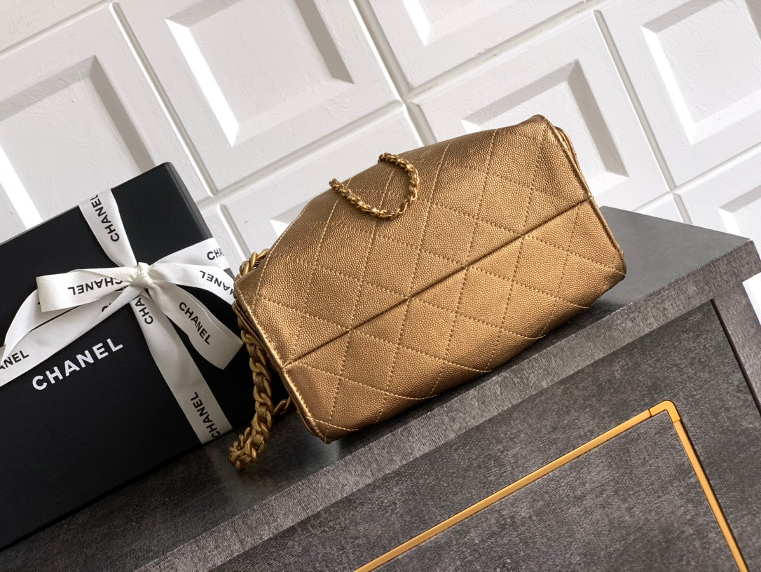 CC 25C Hobo Bags 20cm Bronze Metalic Grained Calfskin